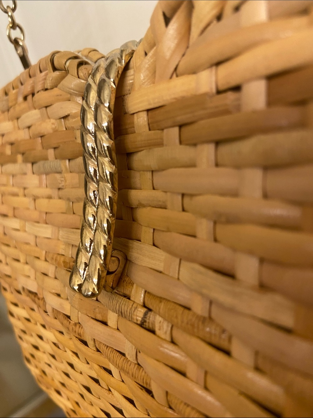 Zara Yellow Woven Straw Crossbody with Gold Chain - Picture 6 of 8